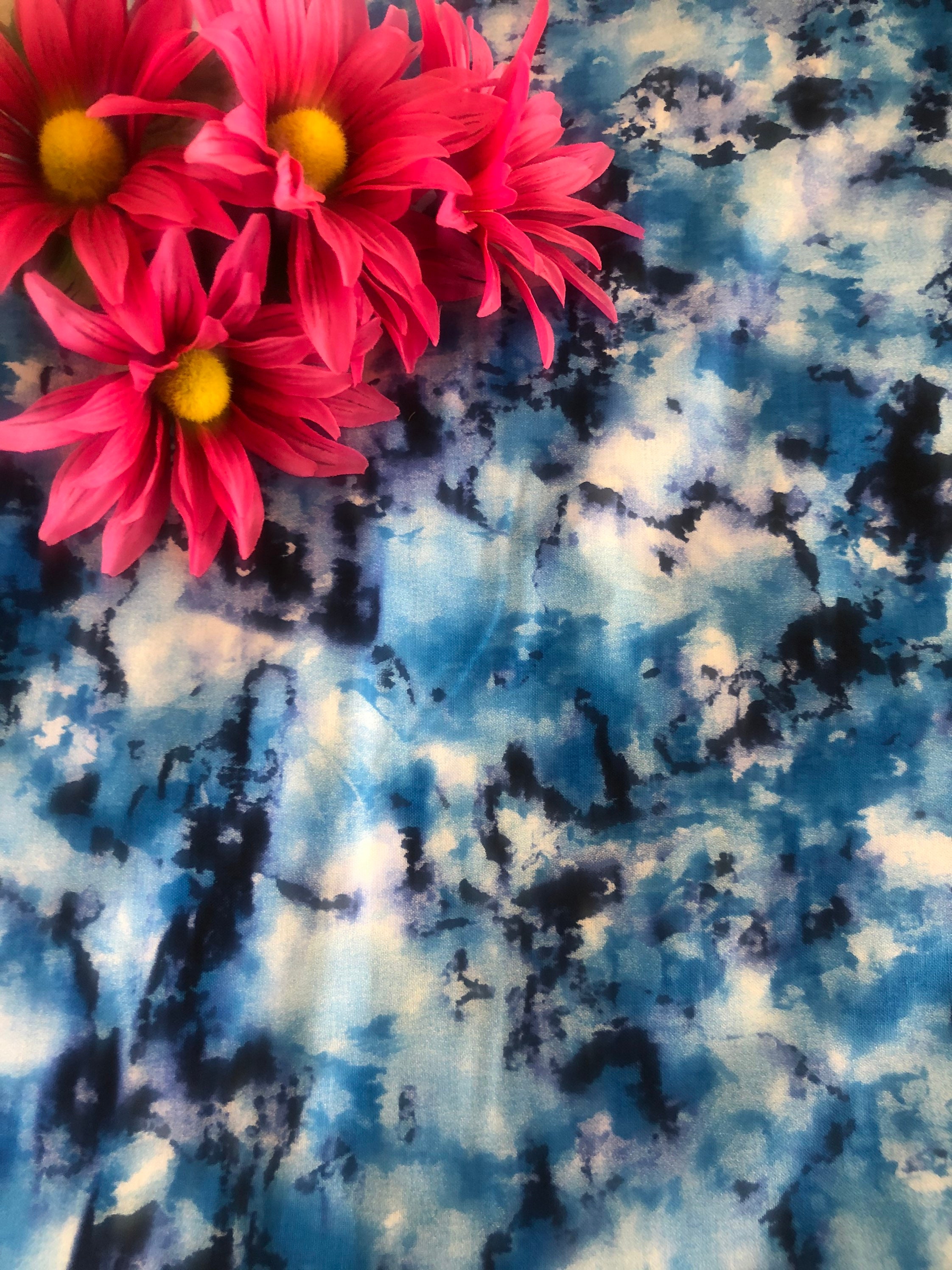 Blue Tie Dye 100 Cotton Print Fabric Fat Quarters FQ for Etsy Israel