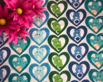 Care Bear- Blue Hearts fabric, fat quarter quilters 100% cotton Care Bears