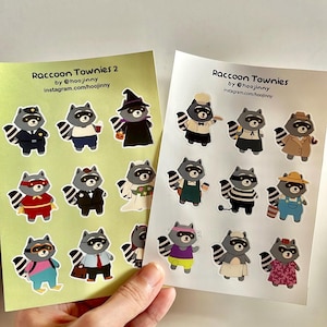 Feuille d'autocollants raton laveur | Autocollants kawaii, autocollants mignons, autocollants animaux, autocollant pour journal