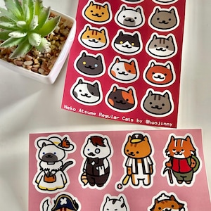 Neko Atsume fanart sticker sheet | kawaii stickers, cute cat stickers for journaling