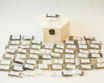 Chest of 50 Herb, 6 Resin & 3 Salt Sachets - Witchcraft Kit , Spell Kit, Starter, Solitary, Wicca, Casting, Baby Witch, Apothecary Set