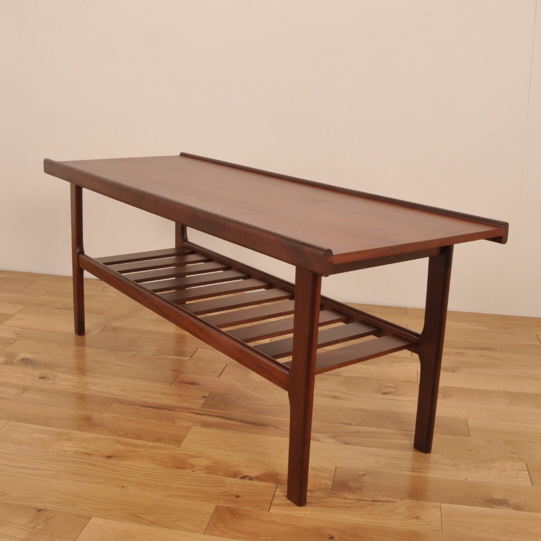 Teak Mid Century Myer Coffee Table With Slatted Under Shelf / Etsy