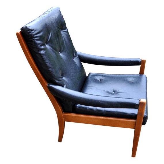 Cintique Mid Century Teak Armchair in Teak and Vinyl, 1970s - Etsy
