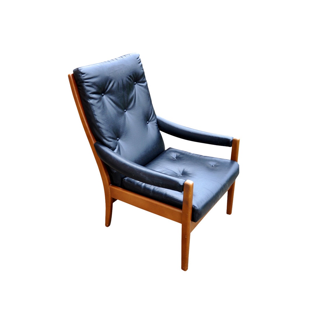 Cintique Mid Century Teak Armchair in Teak and Vinyl, 1970s - Etsy