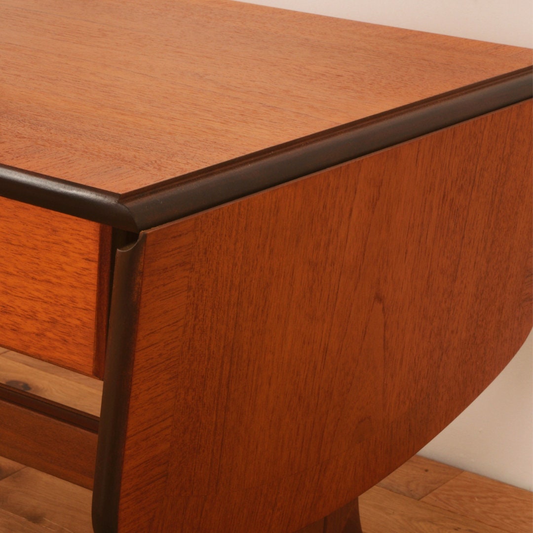 Mid Century Nathan Drop Leaf Teak Long Coffee Table 1970s Etsy