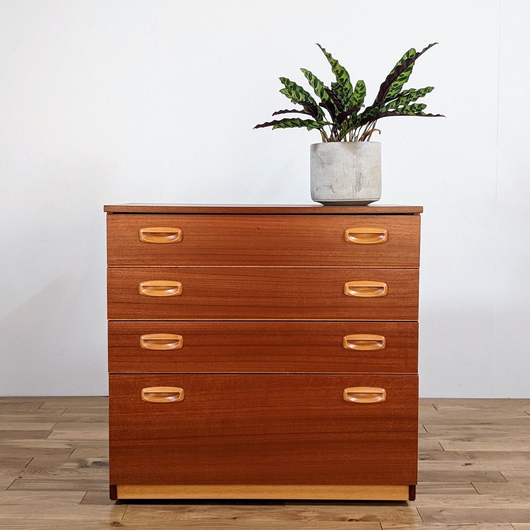1960s Schreiber Chest of Drawers in Contrast Teak and Beech Etsy