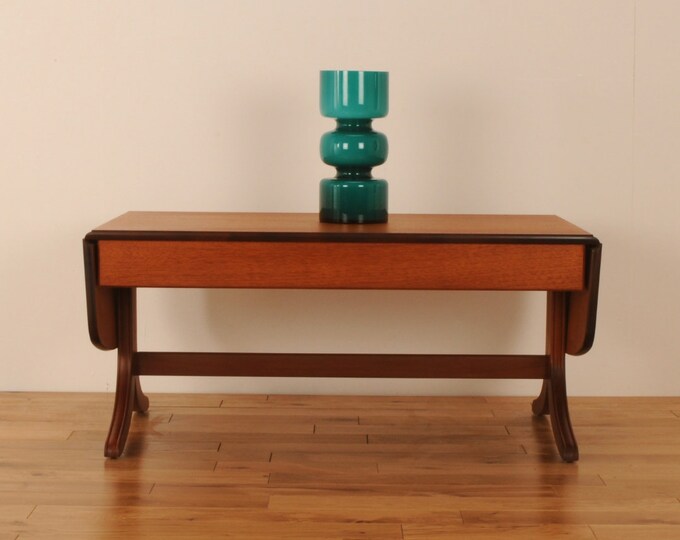 Mid Century Nathan Drop Leaf Teak Long Coffee Table 1970s Etsy