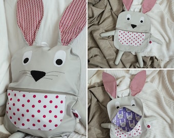 Pajamas keeper, rabbit pillow, pajamas eater, pyjamas organizer, pyjamas, gift for kids, monster pillow, pijamas bag, pajama case