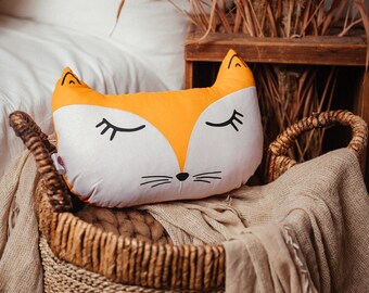 forest pillow, fox pillow, gift for girl, gift for boy, original pillow, kids room decoration, fox
