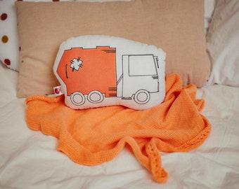 Garbage truck pillow, police cushion, Decorative pillow, boy pillow,  gift for girl, kids room decoration, children's room,