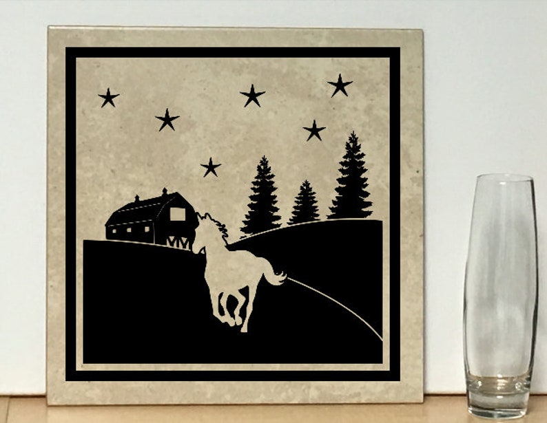 Ceramic Decorative Tile Horse And Barn Ceramic Tile Ceramic Etsy