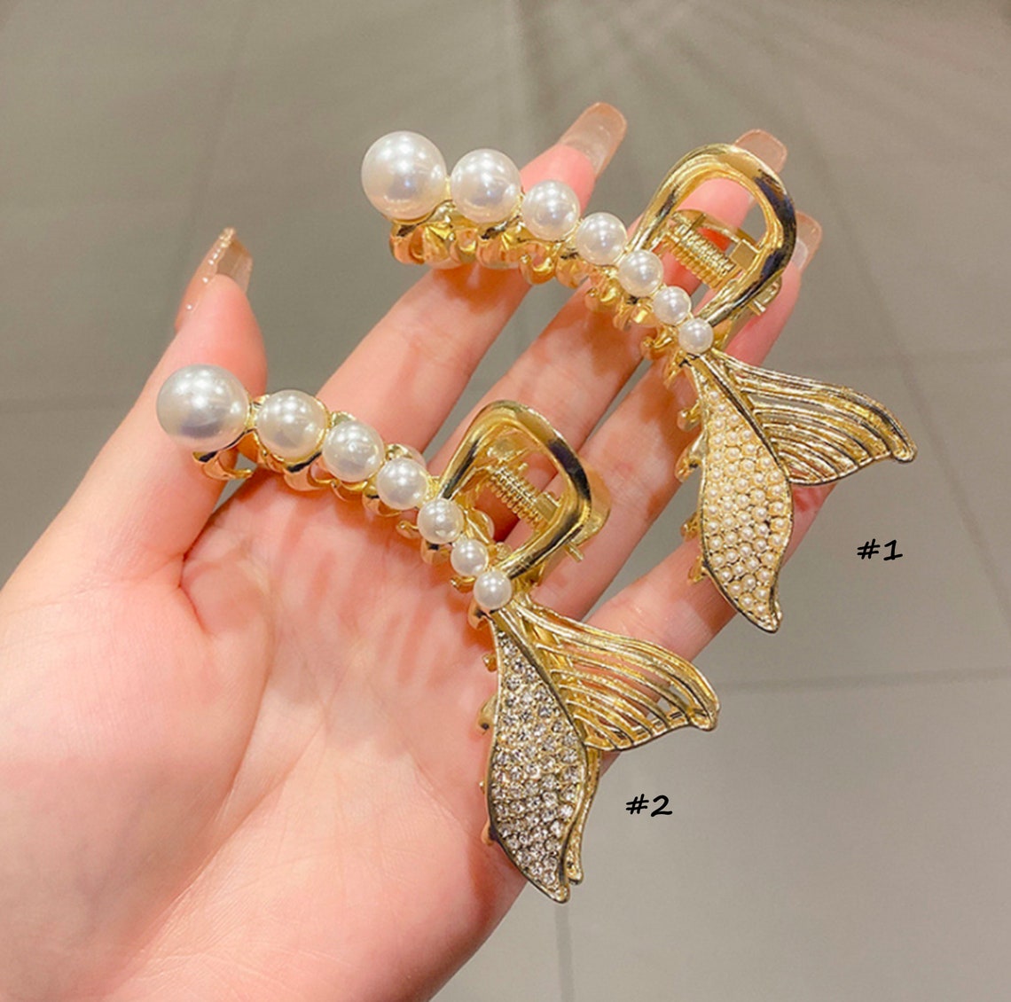 2PCS Vintage Hair Clip Gold Hair Clip Pearls Hair Clip Fish Etsy
