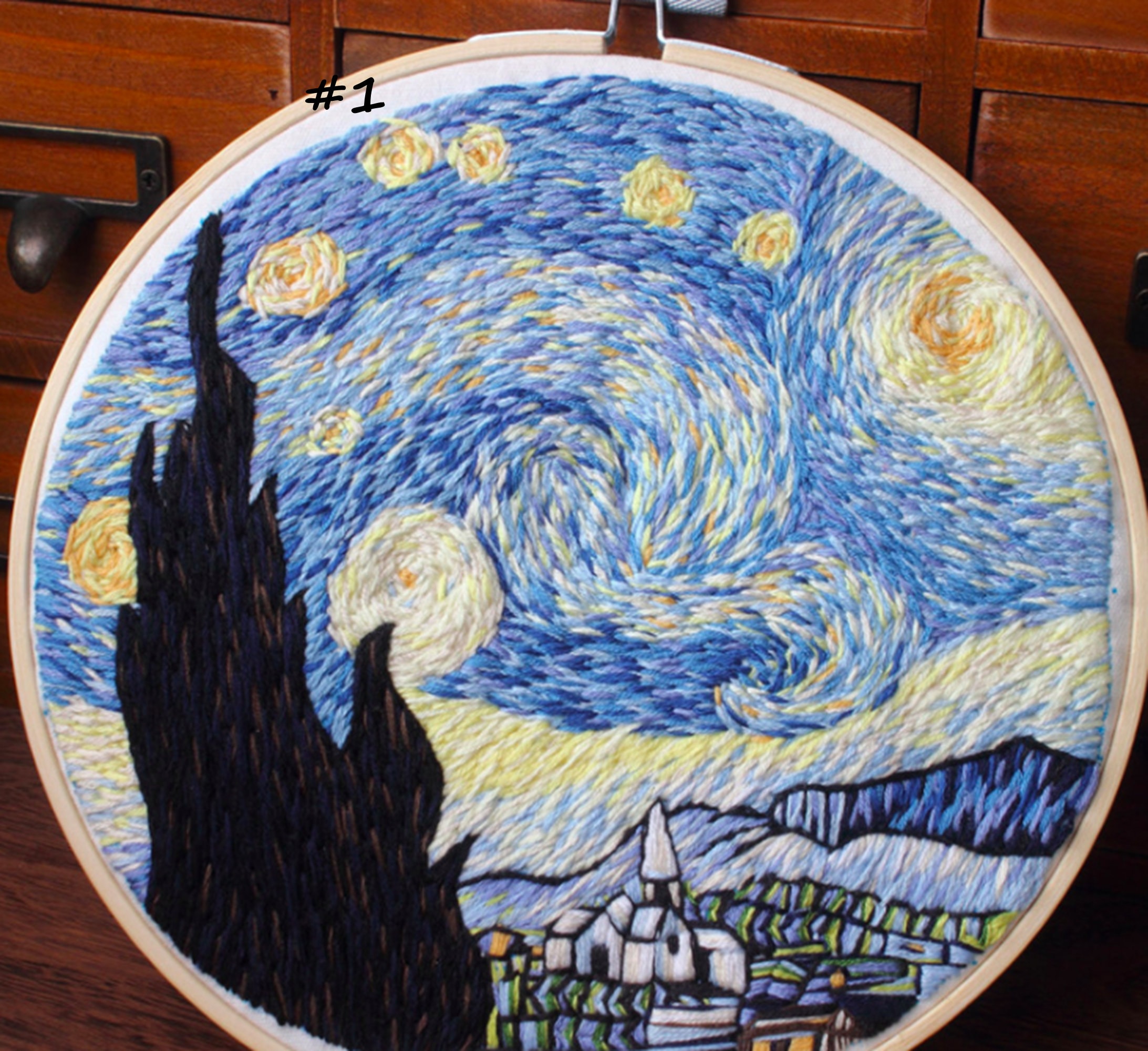 Embroidery kit w starry night pattern and instructions  etsy