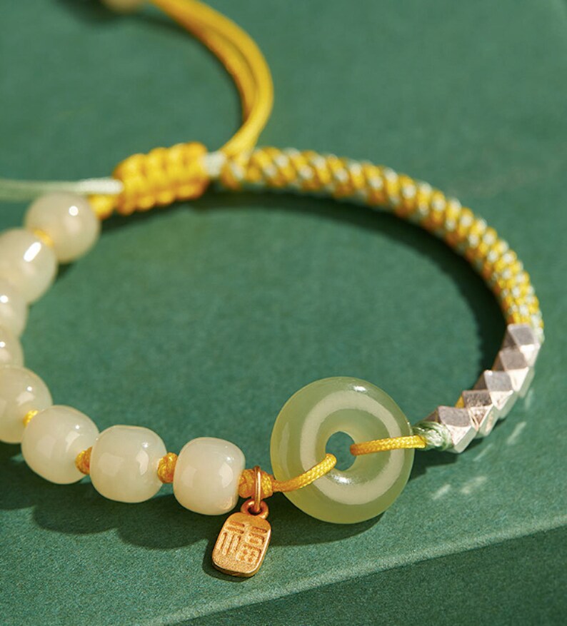 Lucky Jade Bead Chinese Bracelet Safety Knot Bracelet Etsy