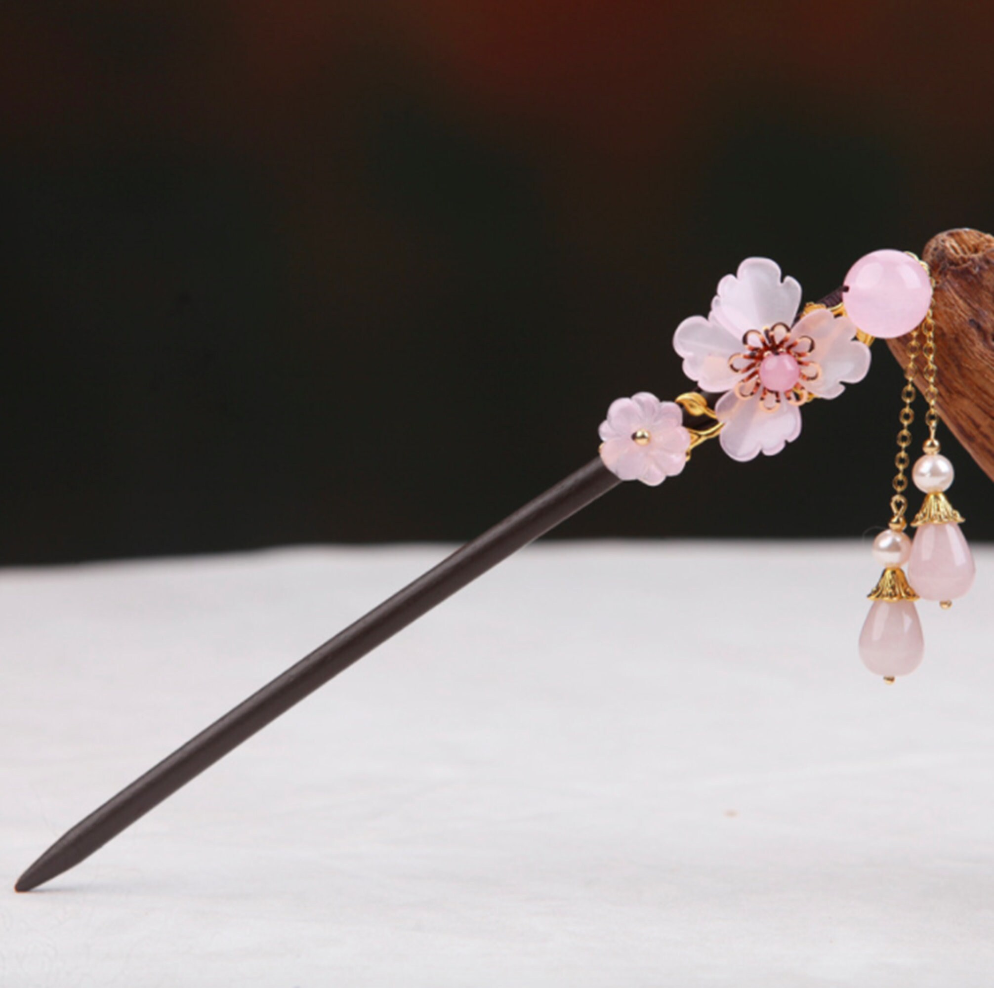 Pink Tassel Flower Cherry Blossom Chinese Hair Pin Hair Stick Etsy