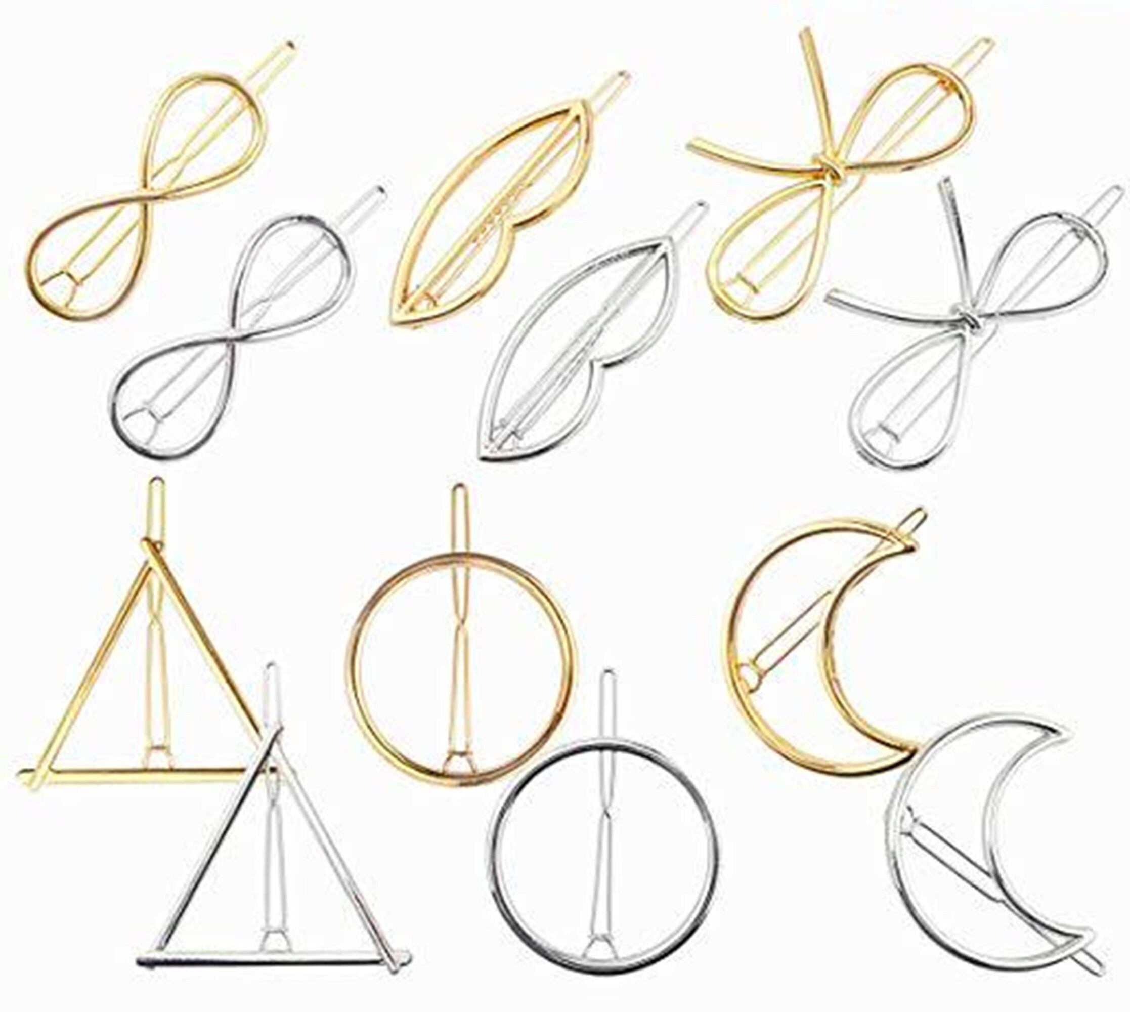 Circle Hair Clip / Gold Hair Clip / Triangle Hair Clip / Etsy