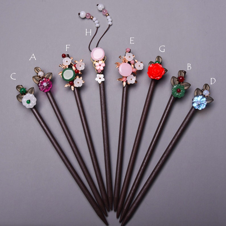 Red Flower Cherry Blossom Japanese Hair Pin Minimalist Hair Etsy