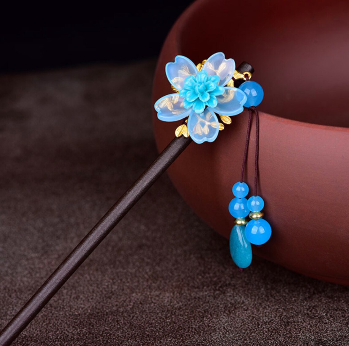 Purple Flower Cherry Blossom Chinese Hair Pin Minimalist Hair Etsy