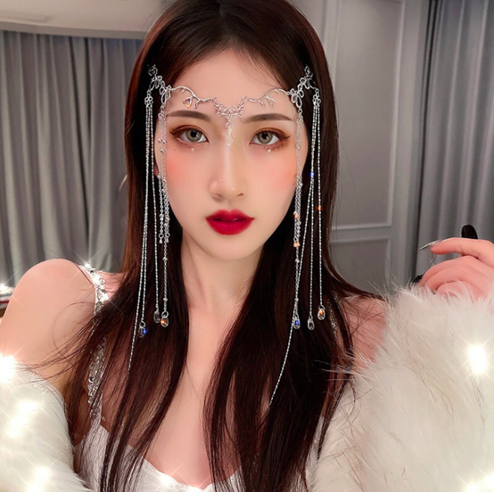 Retro Chinese Veil Silver Beads Veil Chinese Style Mask Etsy