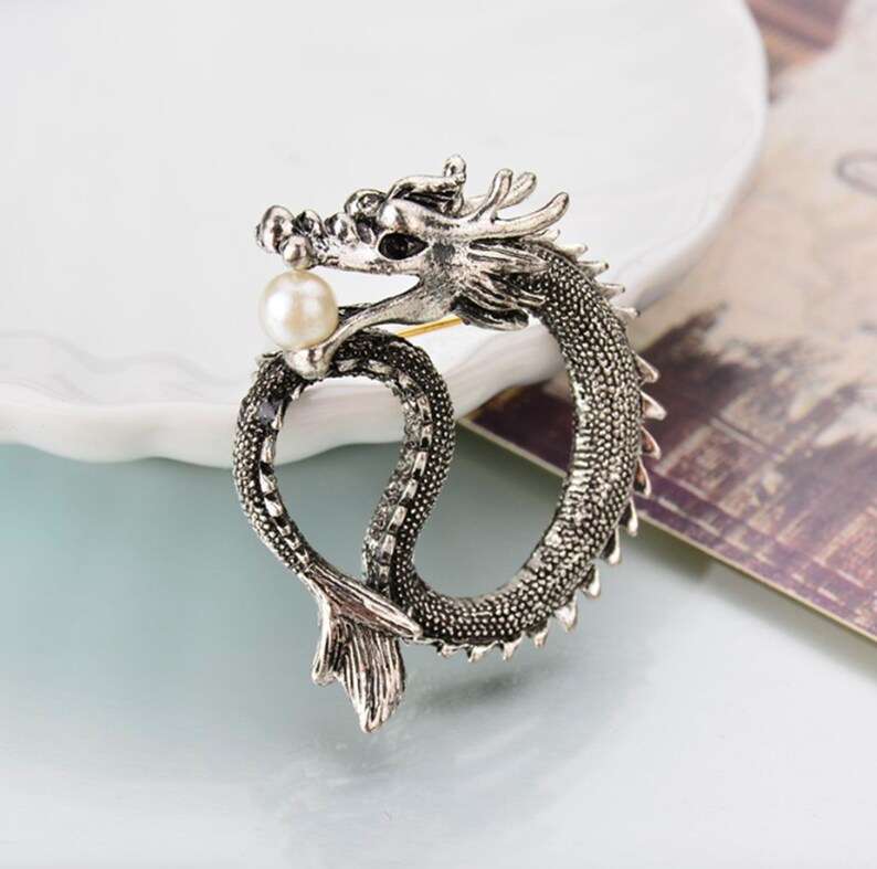 Ancient Silver Bronze Dragon Brooch Dragon Pin Dragon | Etsy