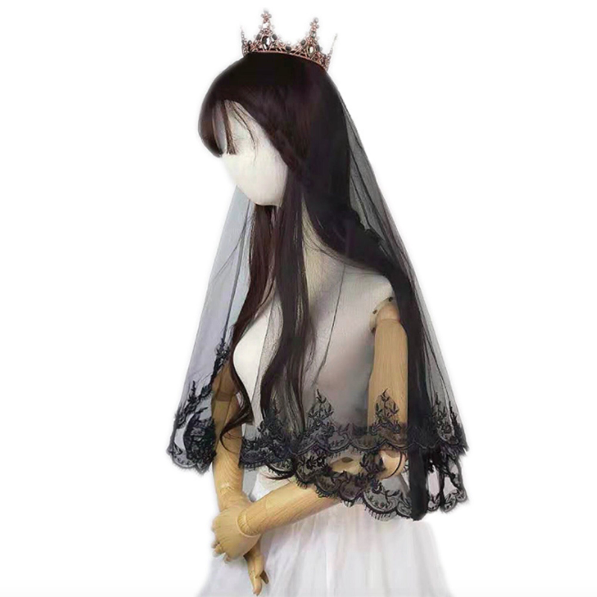 Halloween Veil Black Veil Headdress for Halloween Ghost Bride Etsy