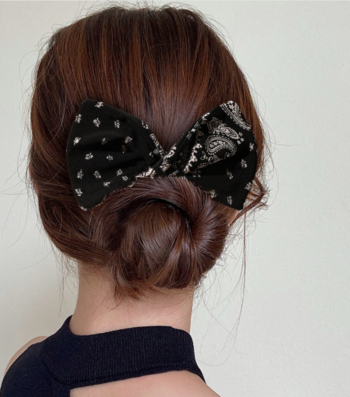 2 Pack Bow Barrette Hair Bun Large Snap Hair Deft Bun Etsy