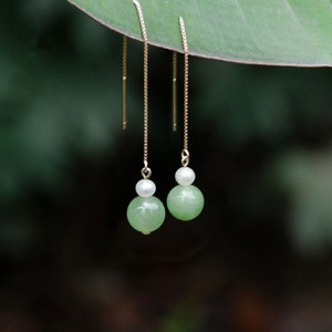 Green Jade Earrings Dangle Earrings Handmade Vintage Earrings Drop Earrings Chinese Style