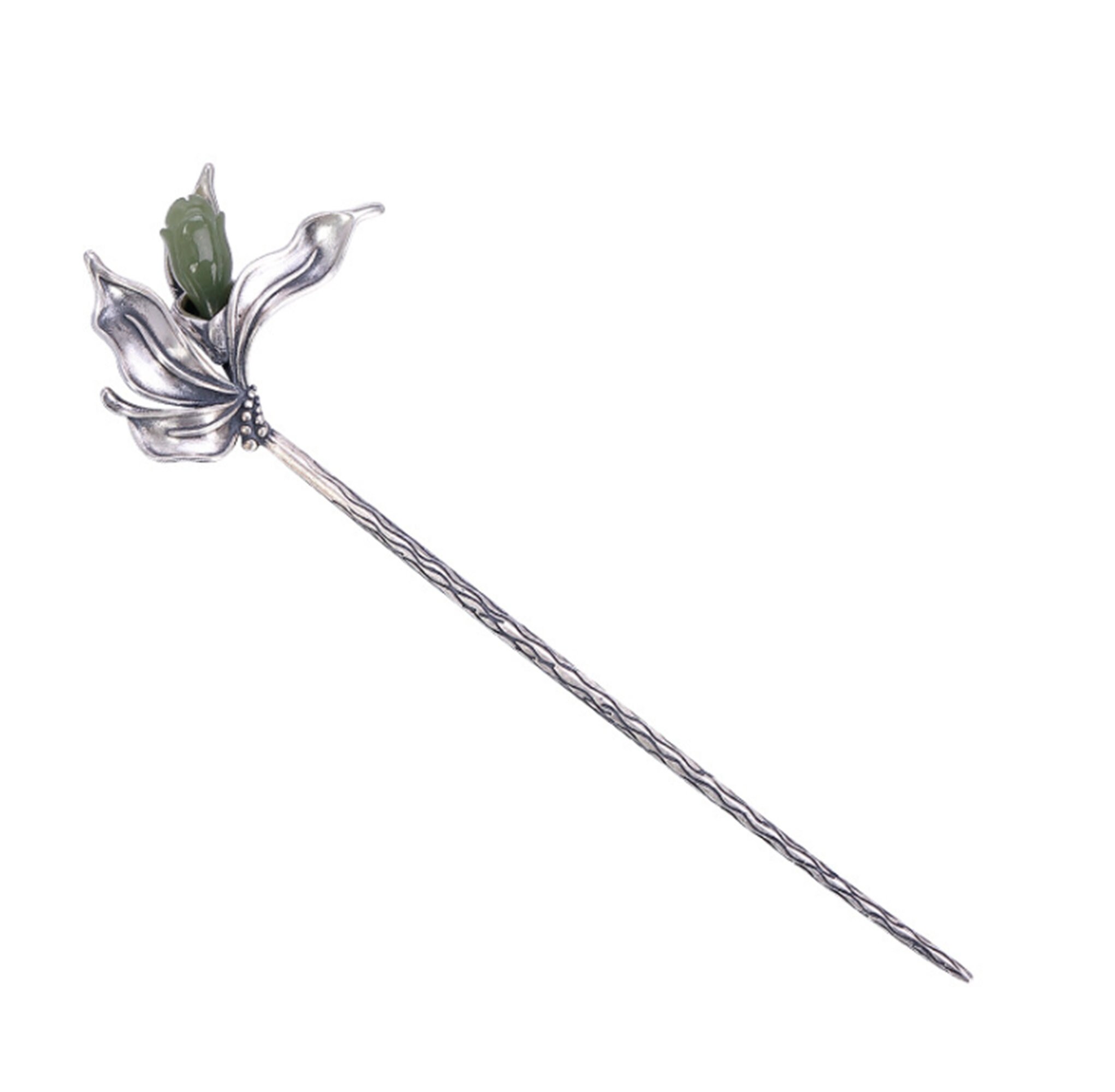 Hetian Jade Hair Stick Hair Fork Silver Magnolia Blossom Hair Etsy