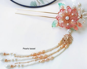 NownowCrafts 2pcs Flower Sakura Cherry Blossom Chinese Hair Pin with Long Tassels Hair Stick 18 Styles to Choose