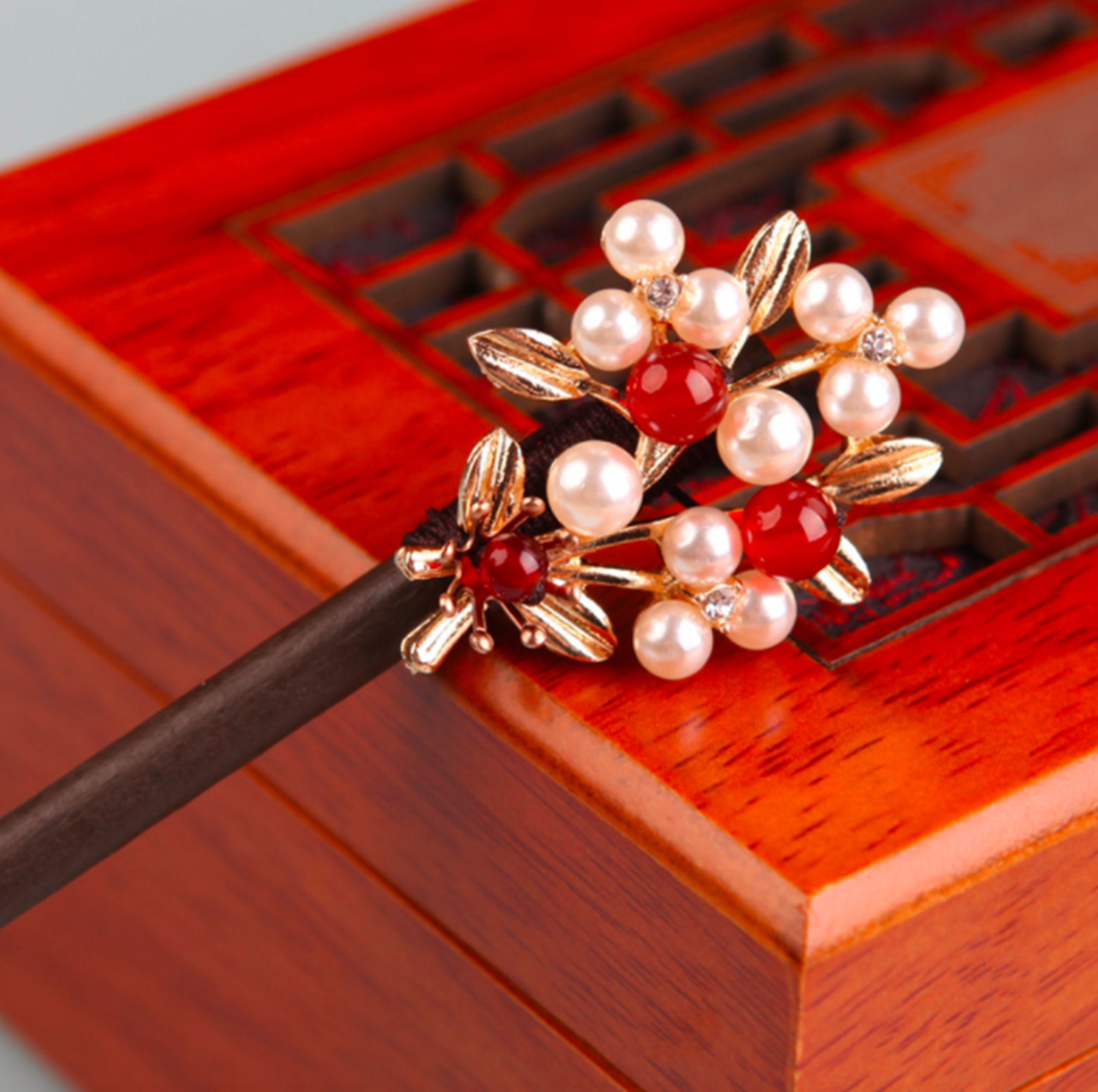 Vintage Agate Flower Blossom Chinese Hair Pin Hair Stick Bead Etsy