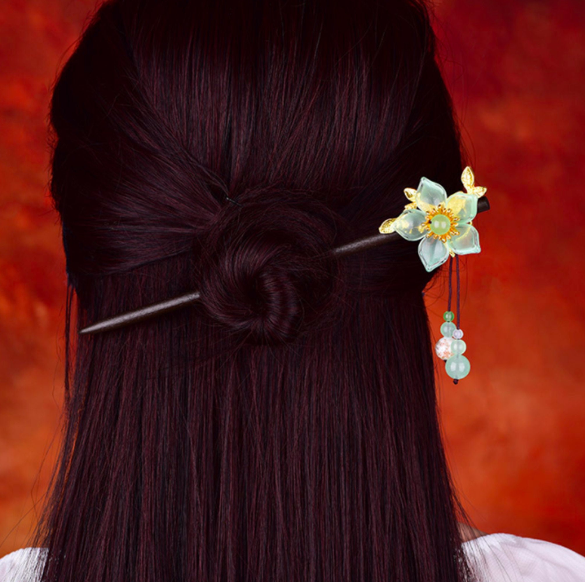 Vintage Flower Peach Blossom Chinese Hair Pin Hair Stick Bead Etsy