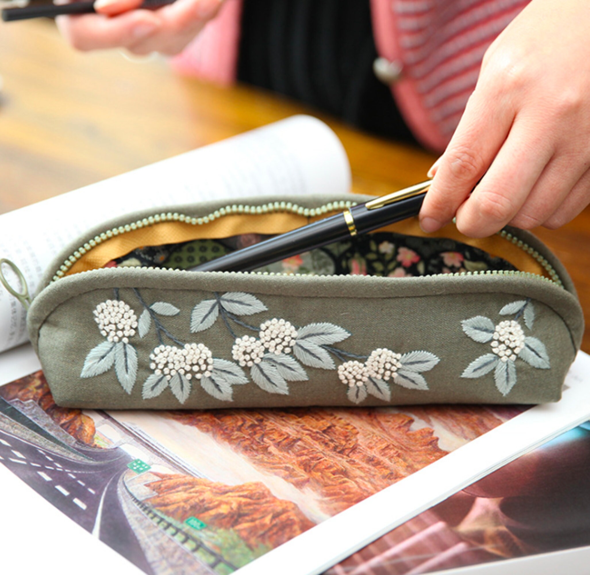 Floral Embroidery Pencil Case Kit Craft Kit for Beginners Etsy UK