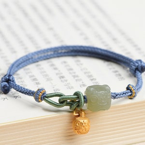 Jade Rope Chinese Bracelet, Statement Bracelet, Couple Bracelet, Infinity Charm Bracelet, Unique Gift