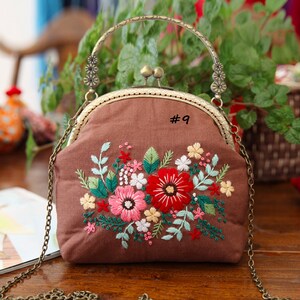 Floral Embroidery Cross-body Pouch Kit, Craft Kit for Beginners, DIY ...