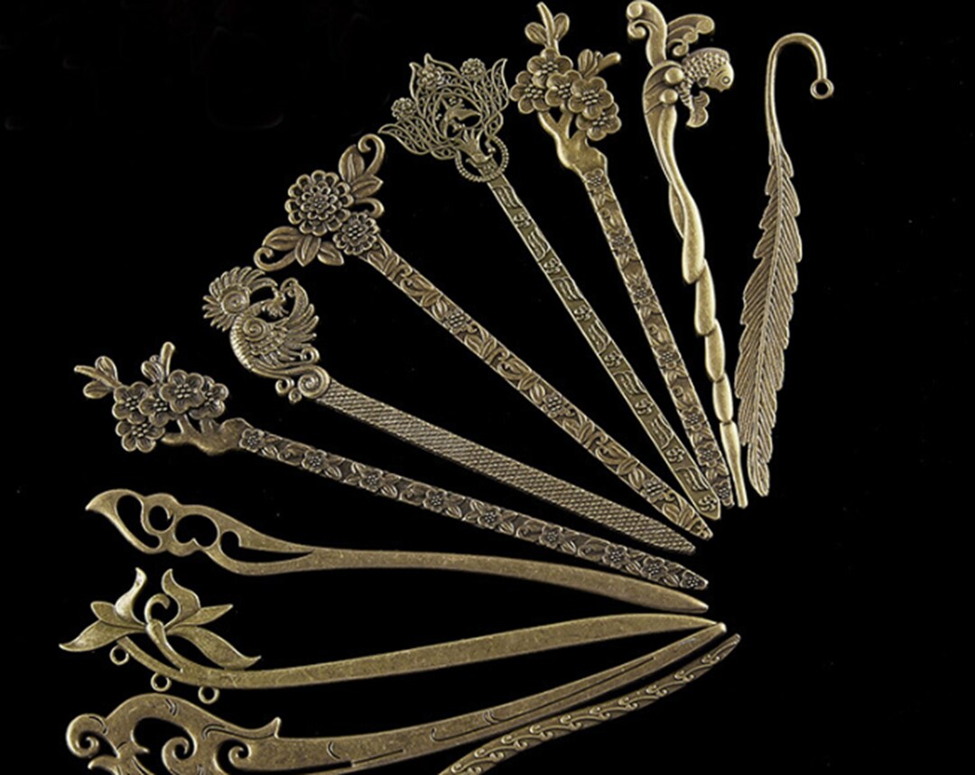 2PC Bronze Hair Stick Retro Hair Fork Minimalist Hair Pins Etsy