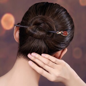Red Agate Hair Stick Hair Fork Minimalist Hair Pins