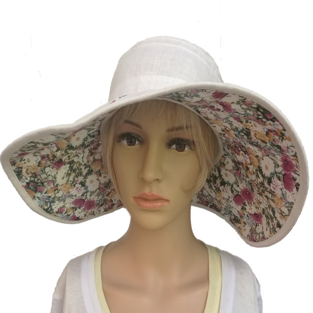 White sun womens hat Wide brim hat women Trendy summer hat Etsy
