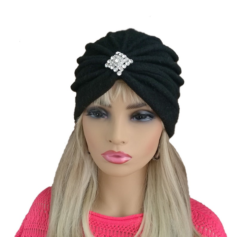 Black winter hat Black wool turban Felted wool hats Womens Etsy