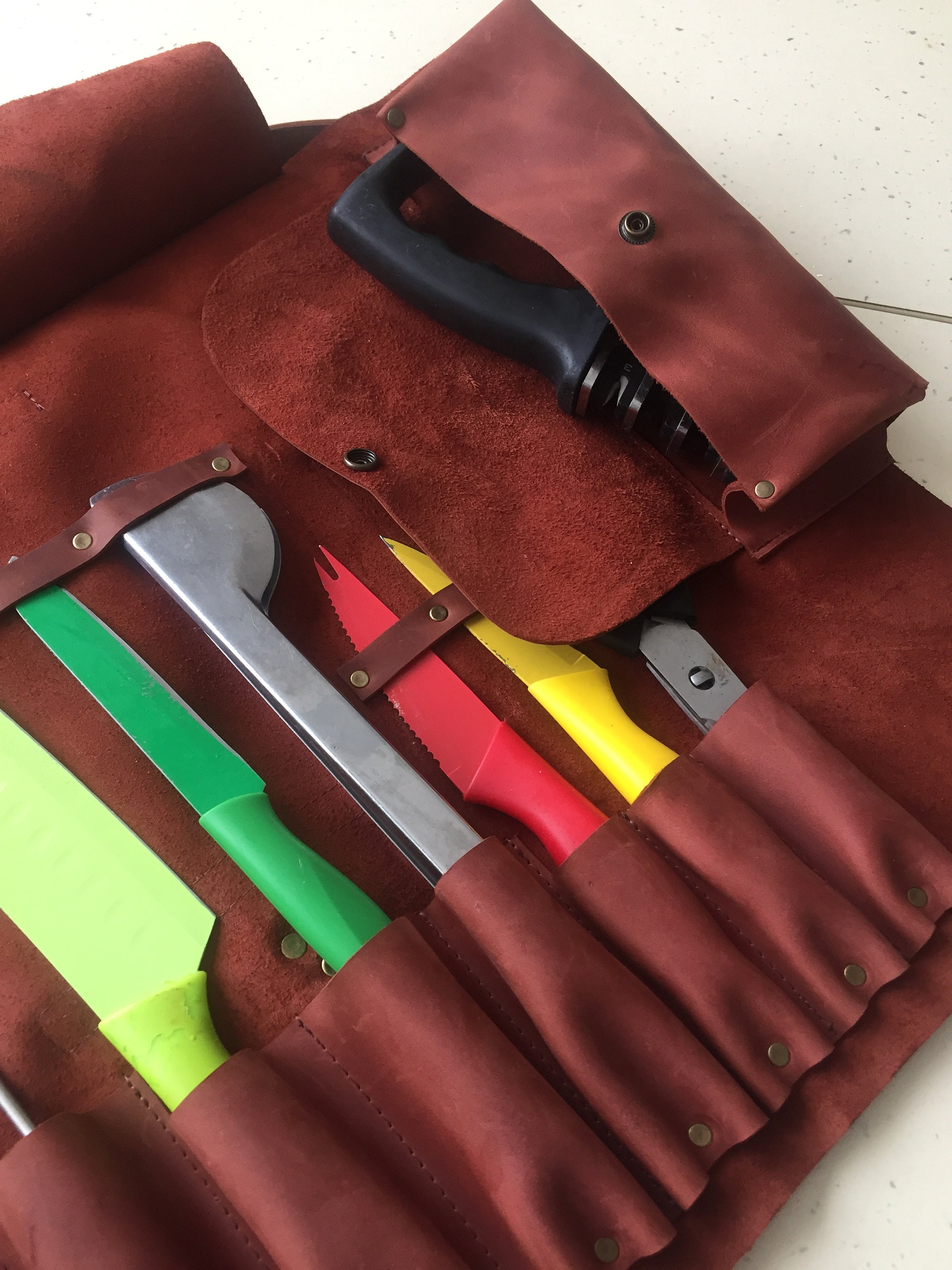 Personalized Leather Chef Knife Roll Leather Knife Case Etsy