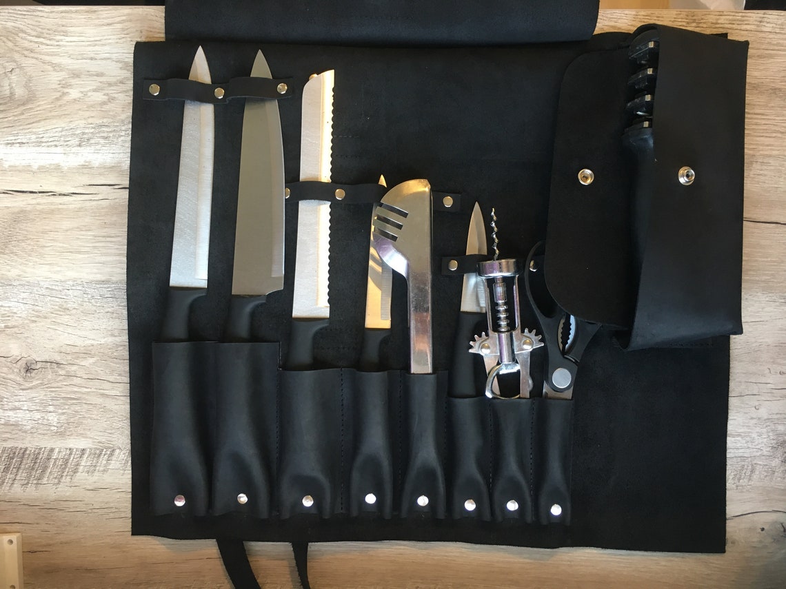 Knife Roll Knife Bag Leather Tool Roll Chef Knife Roll Etsy