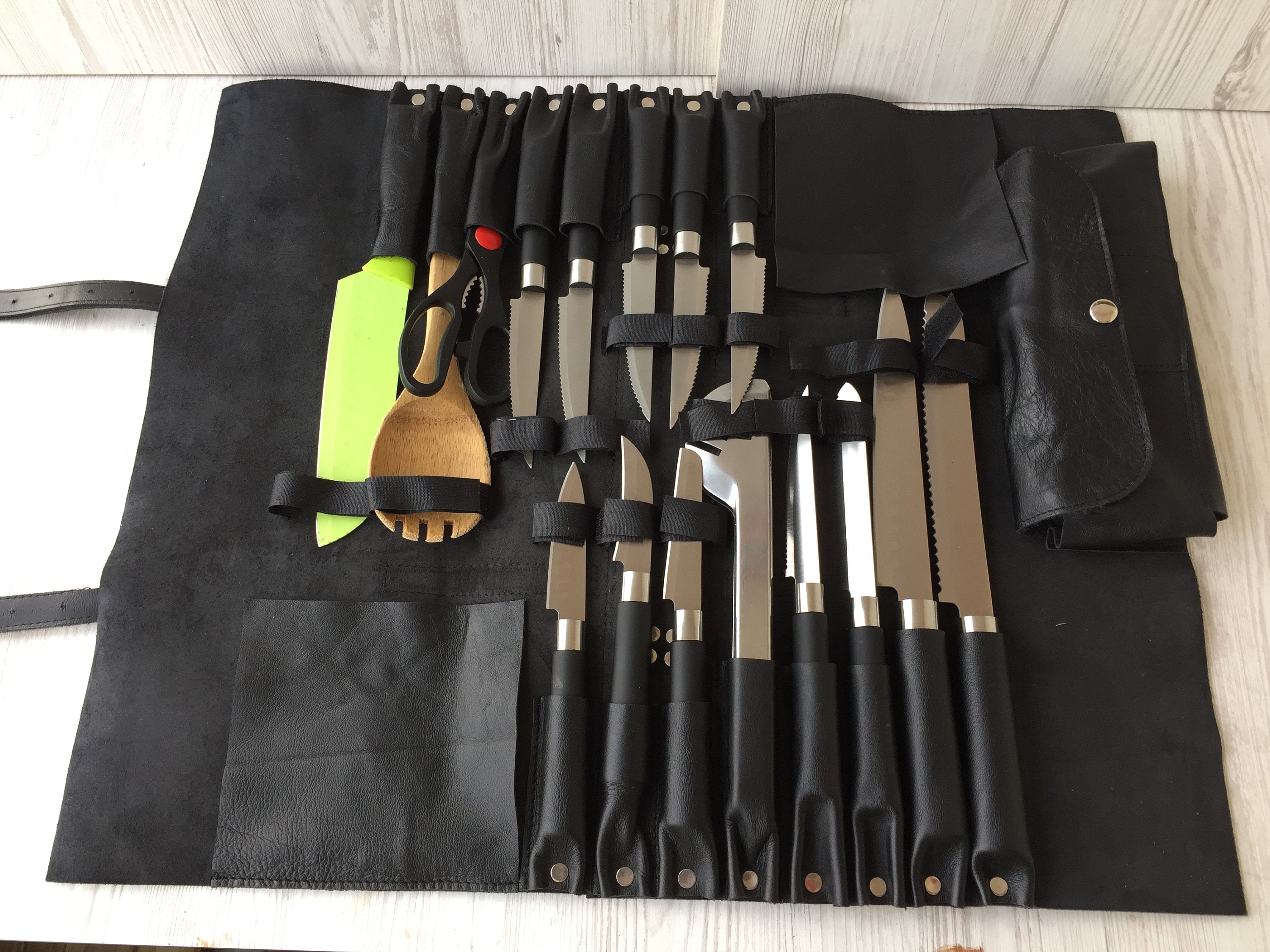 6 Slot Leather Knife Roll Chef Knife Roll Father Day Gift Chef Etsy UK