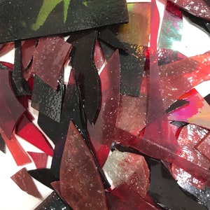 Red Mixed Stained Glass pieces for Mosaic or Art Craft - 8 oz