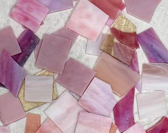 Pink Peach Stained Glass Scrap | 8 oz Mosaic Glass Pieces | Assorted Art Glass for Mosaics, Jewelry Making, DIY Crafts