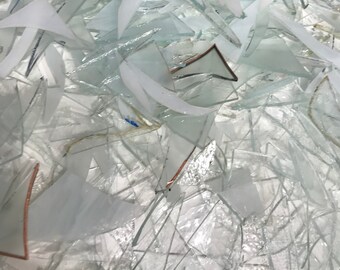 1 lb Textured Clear Mixed Stained Glass pieces for Mosaic or Art Craft