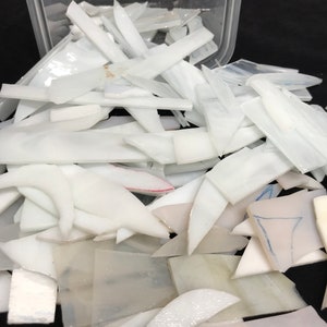 Cream Off-White Mixed Stained Glass pieces for Mosaic or Art Craft - 8 oz