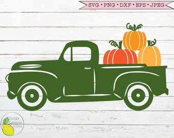 Fall Pumpkin Truck Clipart Autumn Pick Up Truck Carries Pumpkin Silhouette SVG DXF Cut File Clipart Clip Art