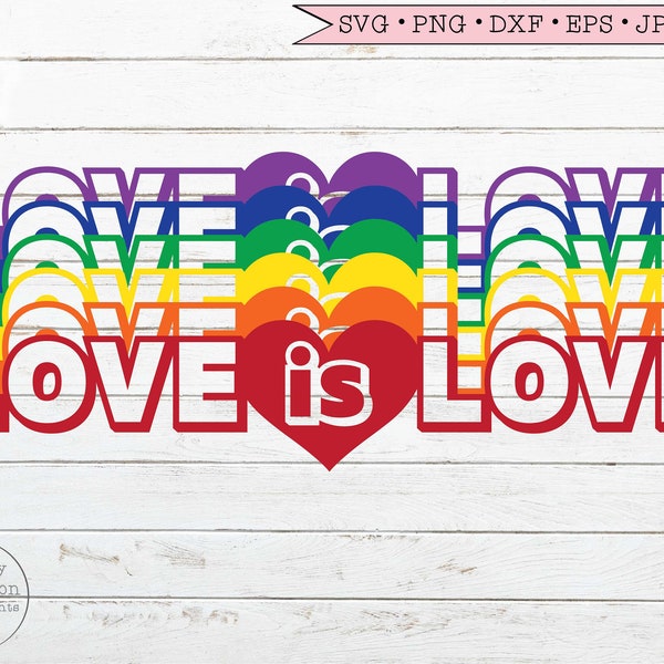 Rainbow svg, Gay Pride svg LGBTQ svg Love is Love svg Heart svg files for Cricut Downloads Silhouette Clip Art