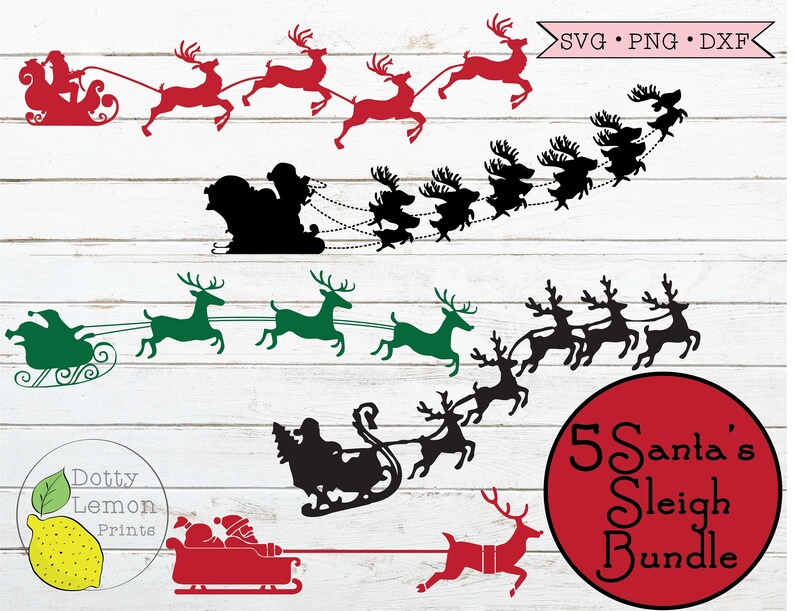 Download Santa Sleigh Christmas svg Bundle Reindeer svg Holiday svg | Etsy