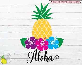 Summer svg, Beach Pineapple svg Aloha Hawaii svg Hibiscus Flower svg Tropical Vacation svg files for Cricut Downloads Silhouette Clip Art