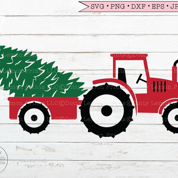 Christmas Tractor svg, Farmhouse Christmas Tree svg Country svg Holiday Decoration svg files for Cricut Downloads Silhouette Sublimation